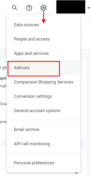 Add ons from Settings